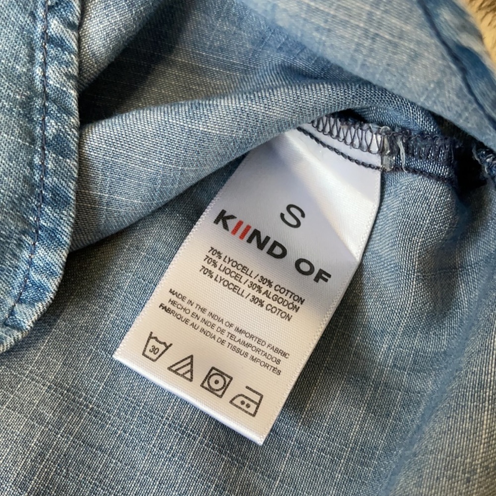 Long Sleeve Denim Chambray Shirt, Small - Picture 7 of 7